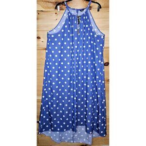 Mlle Gabrielle Maxi Dress Womens 3X Jeweled Blue & White High Low Sleeveless